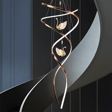Celestine Spiral Swan LED Staircase Chandelier
